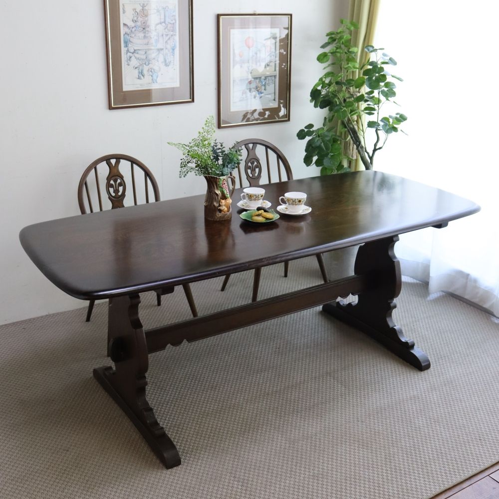 エルムの杢目が美しい♪ レフェクトリーテーブル【Ercol(アーコール)/No.419】 AA1-OKTA17