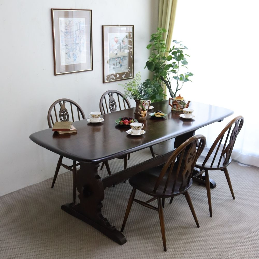 エルムの杢目が美しい♪ レフェクトリーテーブル【Ercol(アーコール)/No.419】 AA1-OKTA17