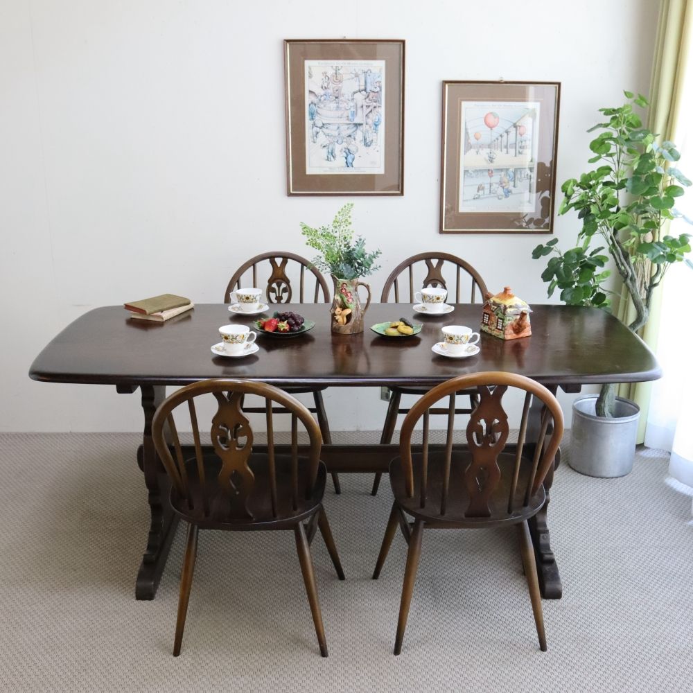 エルムの杢目が美しい♪ レフェクトリーテーブル【Ercol(アーコール)/No.419】 AA1-OKTA17