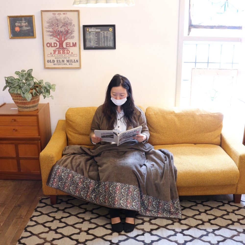 くるまれて良い心地♪ タオルケットL/Strawberry Thief ブラウン【A FLORET LONDON made with LIBERTY FABRIC】 DI1-200039