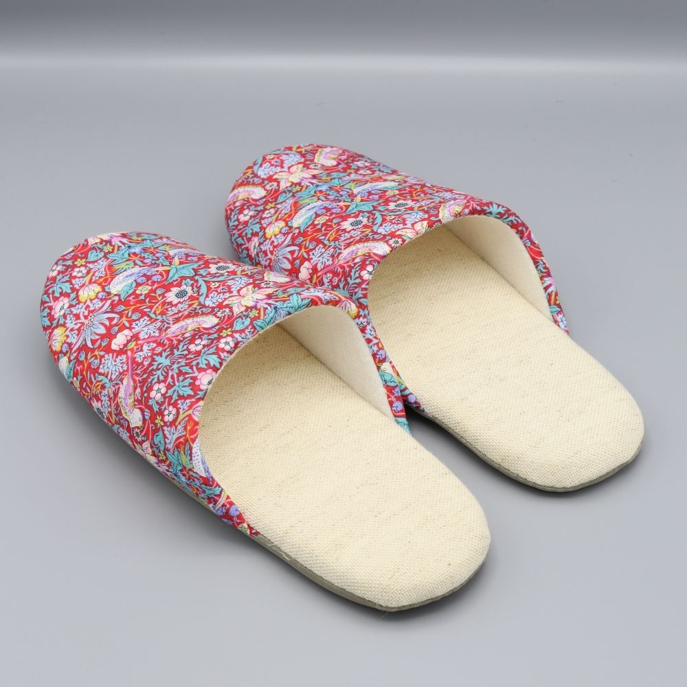 オシャレなモリス柄♪ スリッパ THIEF02RD 【リバティプリント/いちご泥棒】 DI1-215125