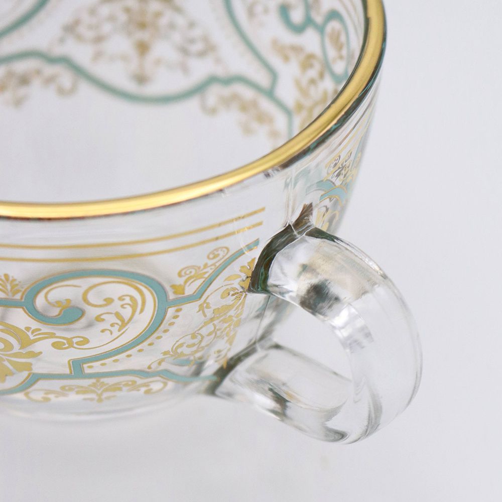 オシャレなアラベスク柄♪ ガラスのカップ&ソーサー HM1-800052