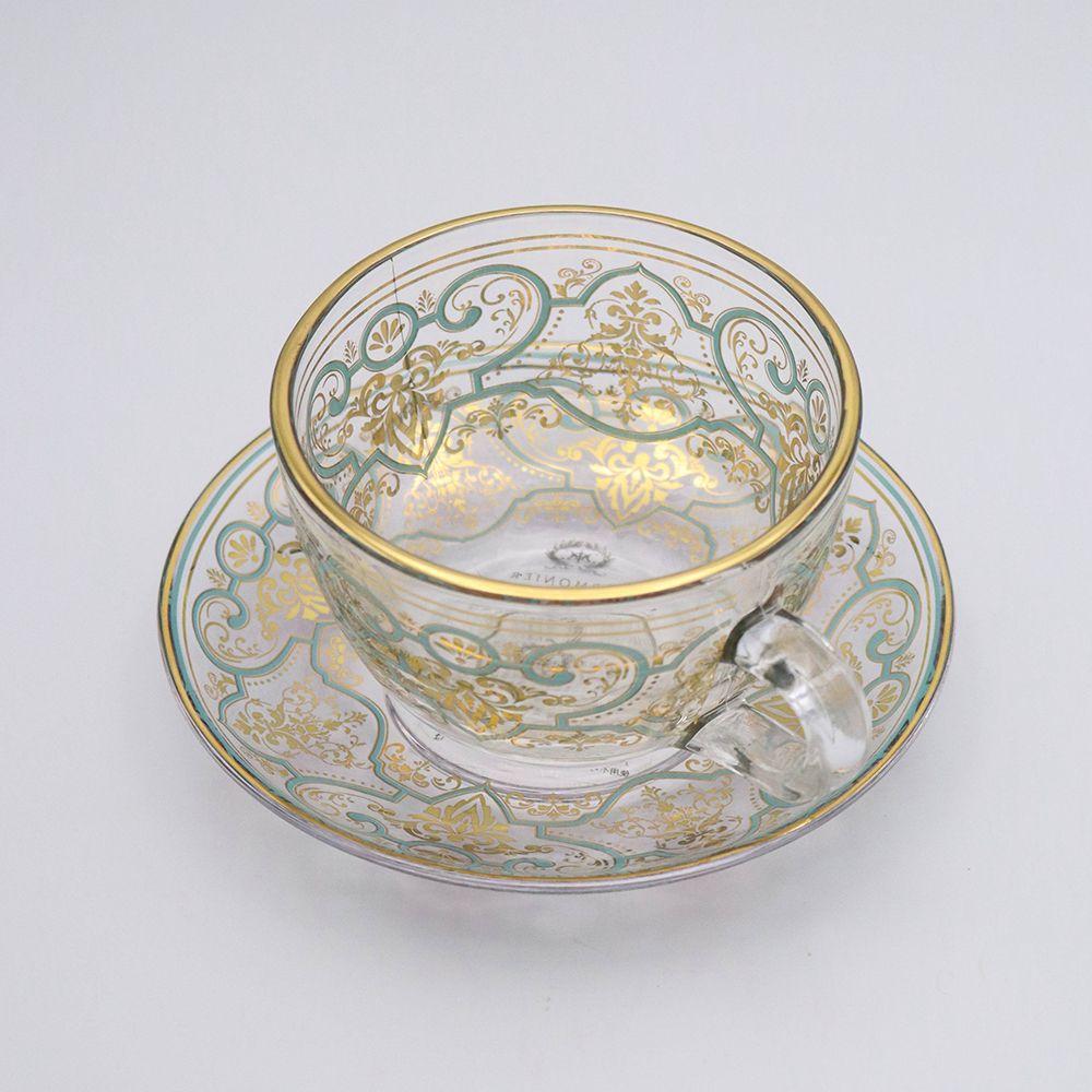 オシャレなアラベスク柄♪ ガラスのカップ&ソーサー HM1-800052