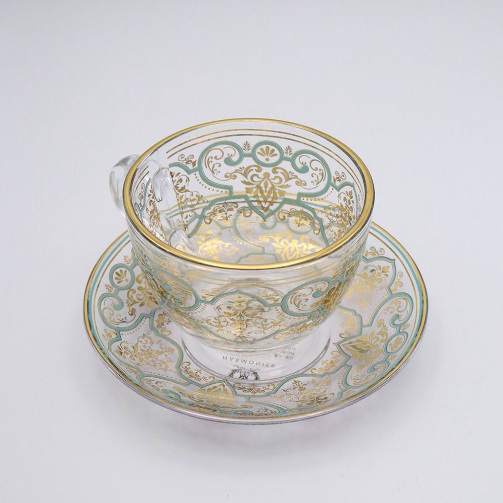 オシャレなアラベスク柄♪ ガラスのカップ&ソーサー HM1-800052