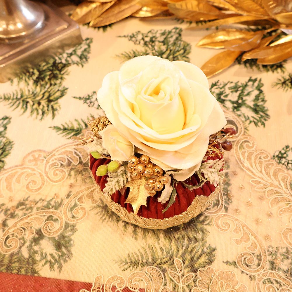 香り満ちる聖夜♪ フラワーパフ /ホワイトローズ HM1-900274