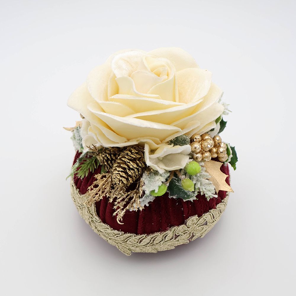 香り満ちる聖夜♪ フラワーパフ /ホワイトローズ HM1-900274