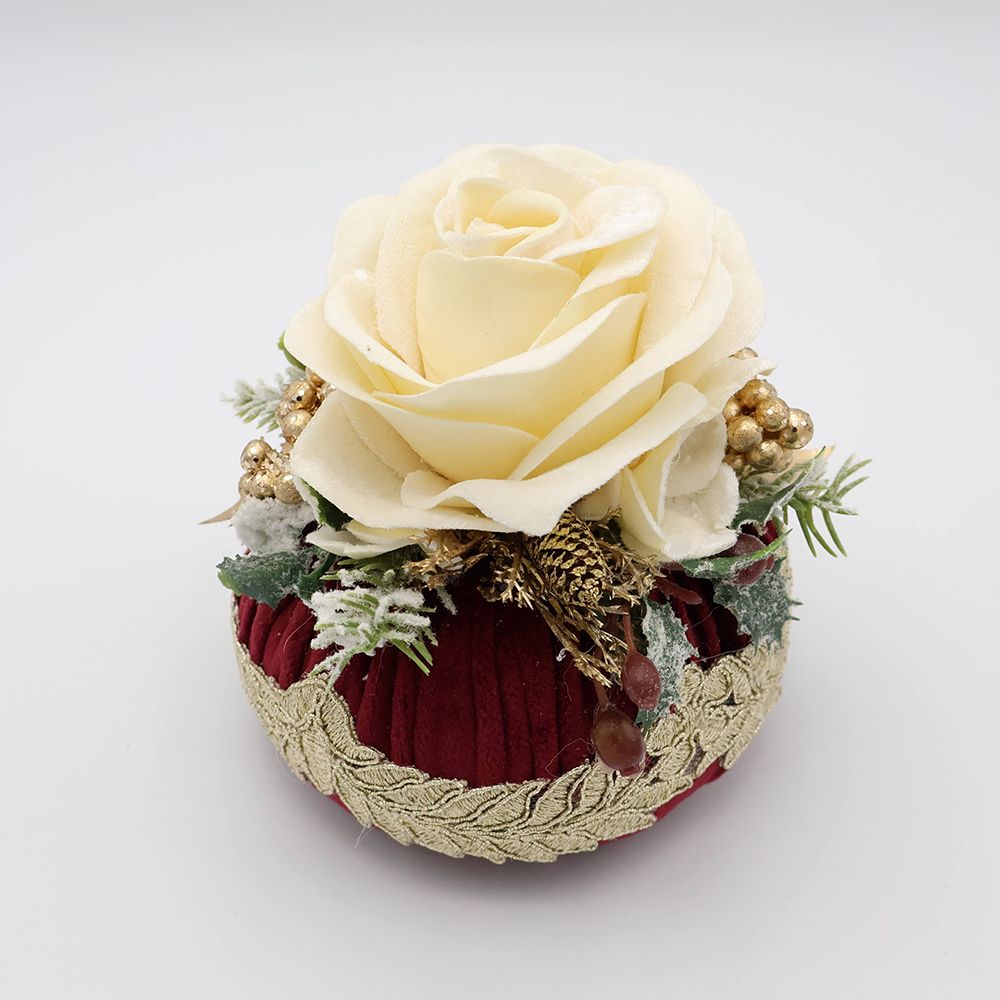 香り満ちる聖夜♪ フラワーパフ /ホワイトローズ HM1-900274