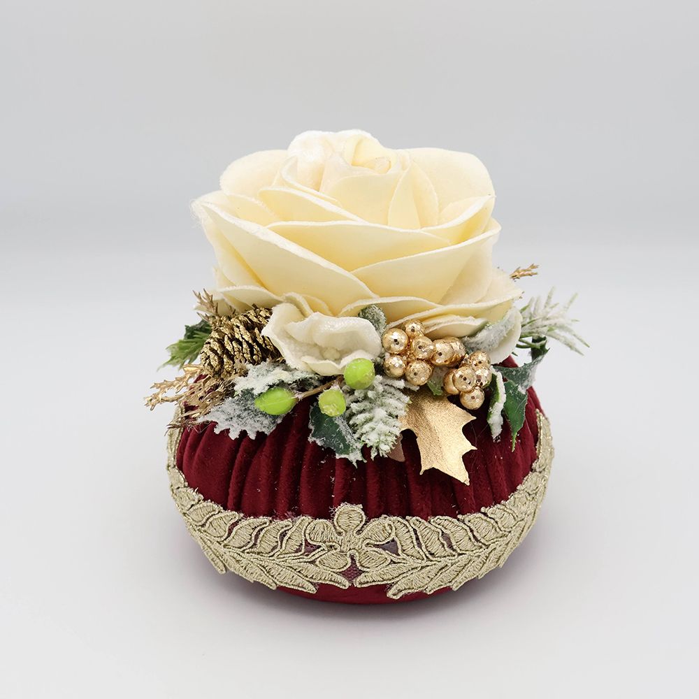 香り満ちる聖夜♪ フラワーパフ /ホワイトローズ HM1-900274