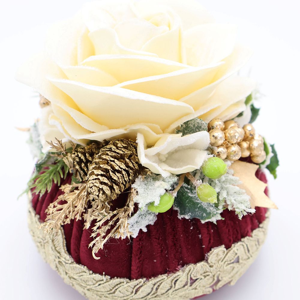 香り満ちる聖夜♪ フラワーパフ /ホワイトローズ HM1-900274