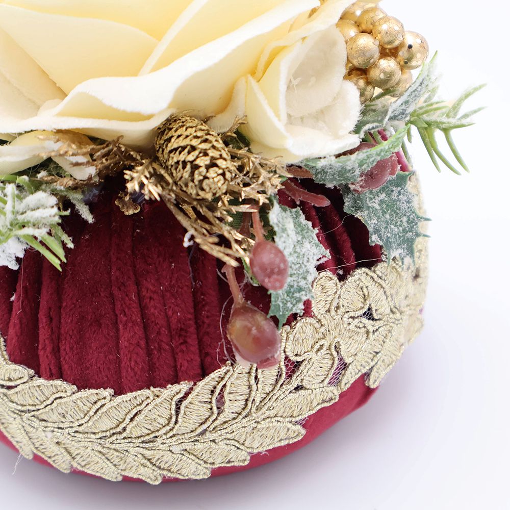 香り満ちる聖夜♪ フラワーパフ /ホワイトローズ HM1-900274