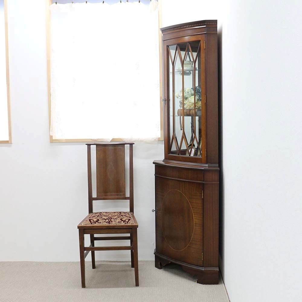 ガラスとミラーで華やかに♪ コーナーキャビネット HV1-HS7-129-066A