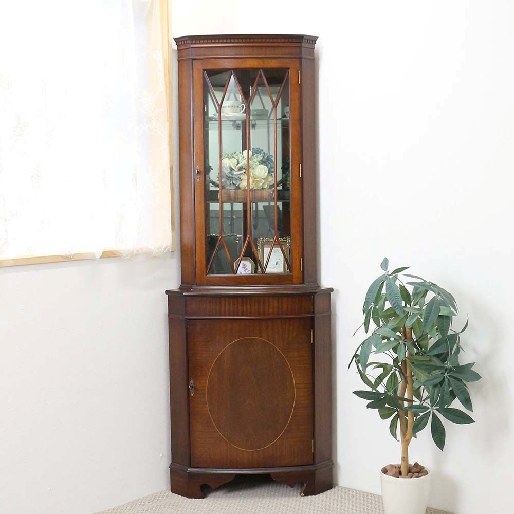 ガラスとミラーで華やかに♪ コーナーキャビネット HV1-HS7-129-066A