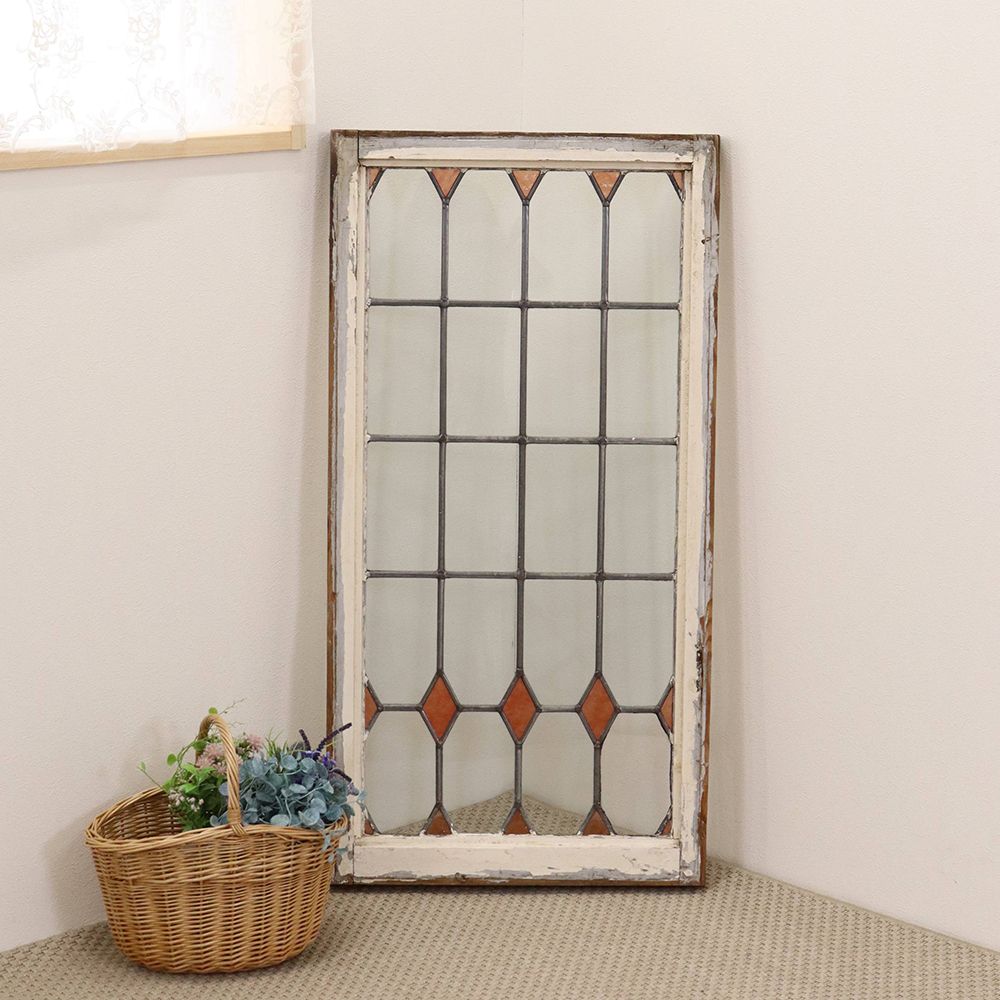 オレンジ色のダイヤがアクセント♪ ステンドグラス KT2-0015