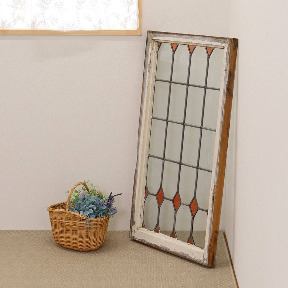 オレンジ色のダイヤがアクセント♪ ステンドグラス KT2-0015