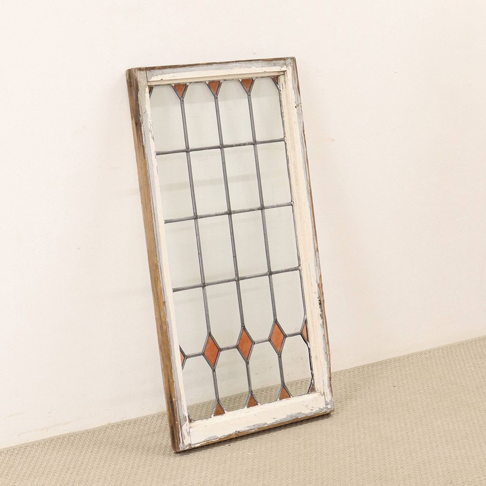 オレンジ色のダイヤがアクセント♪ ステンドグラス KT2-0015