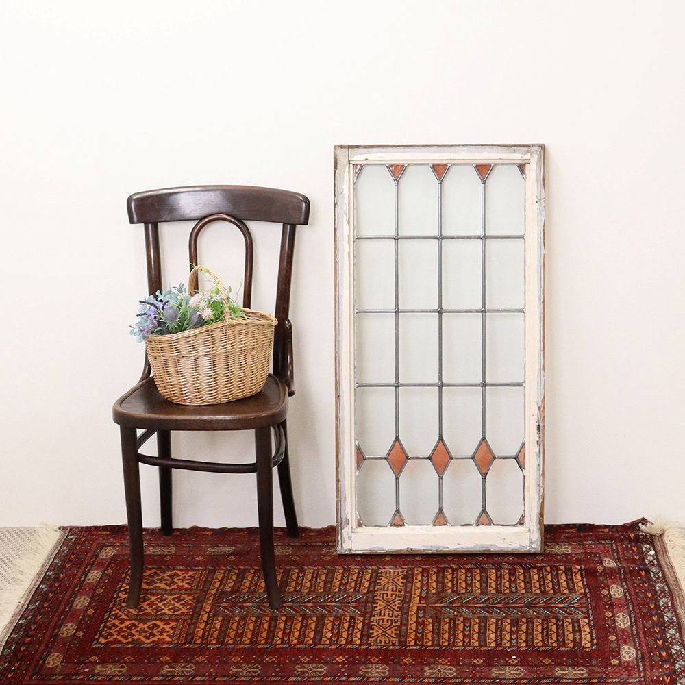 オレンジ色のダイヤがアクセント♪ ステンドグラス KT2-0015