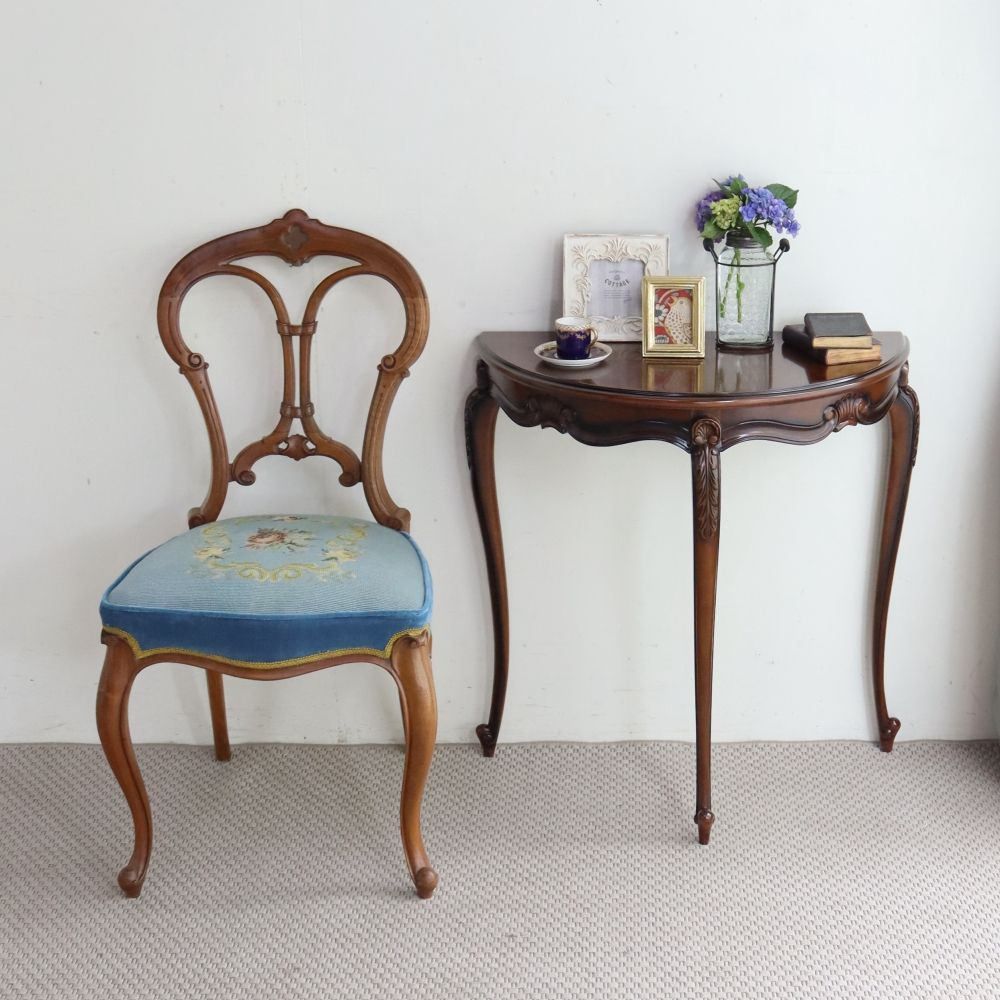 エレガントスタイルに♪ アンティーク風 ハーフムーン コンソールテーブル M MC2-MI-CW028M