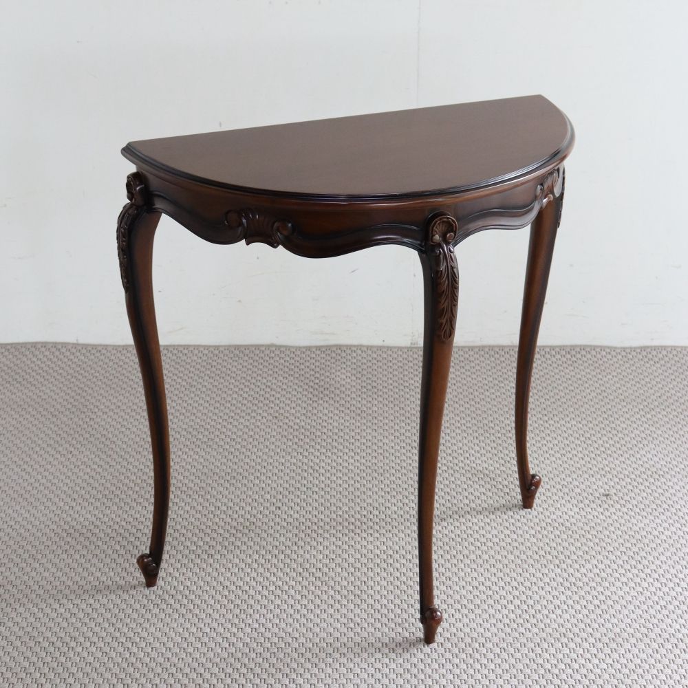 エレガントスタイルに♪ アンティーク風 ハーフムーン コンソールテーブル M MC2-MI-CW028M