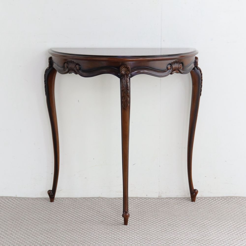 エレガントスタイルに♪ アンティーク風 ハーフムーン コンソールテーブル M MC2-MI-CW028M