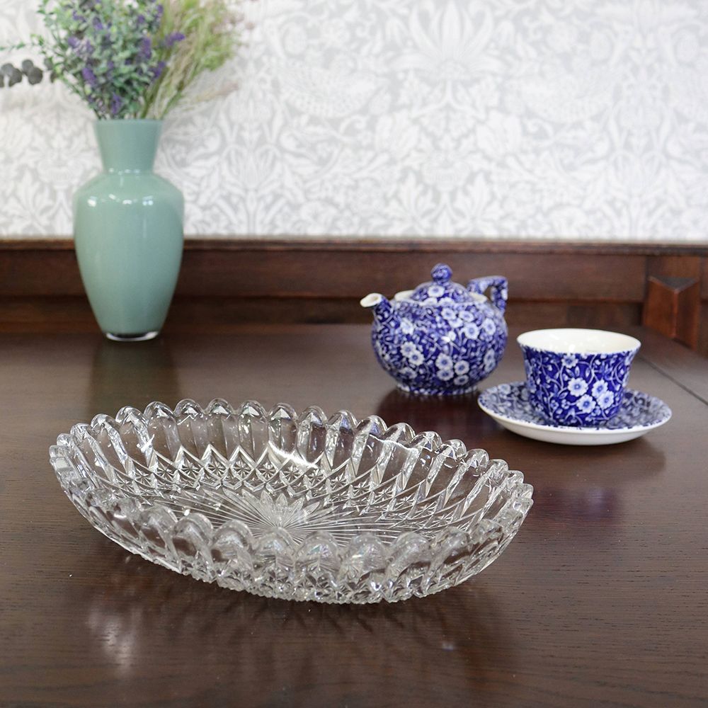 オシャレなオーバル型♪ ビンテージガラスディッシュ VC103-247002