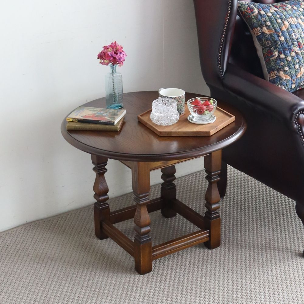 オークの味わい♪ ラウンドランプテーブル VC106-148