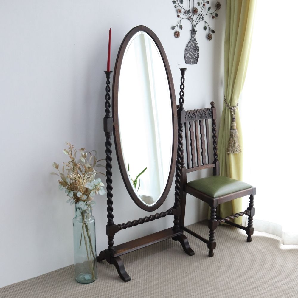オシャレなオーバル型♪ アンティークミラー VC108-197