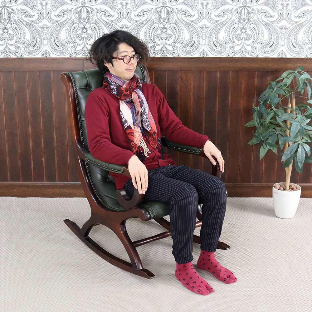 オシャレな革張りチェア♪ ロッキングチェア VC108-264