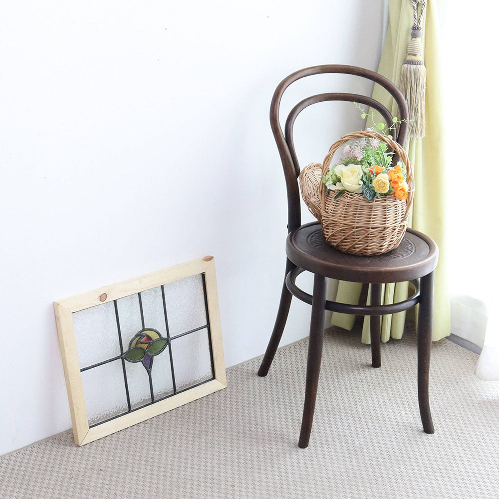 イエローのバラがモチーフ♪ アンティーク・ステンドグラス VC109-004003