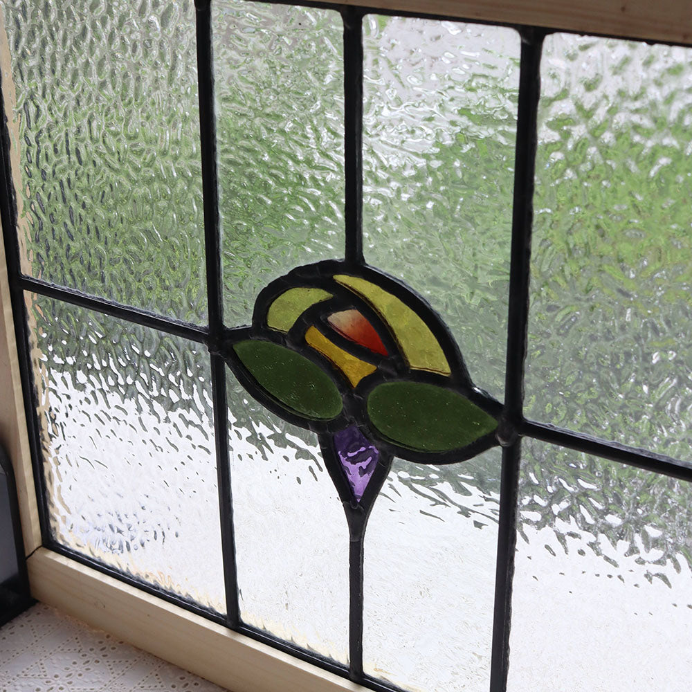 イエローのバラがモチーフ♪ アンティーク・ステンドグラス VC109-004003