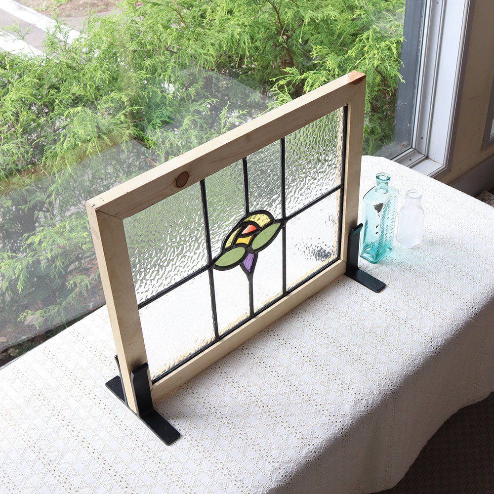 イエローのバラがモチーフ♪ アンティーク・ステンドグラス VC109-004003