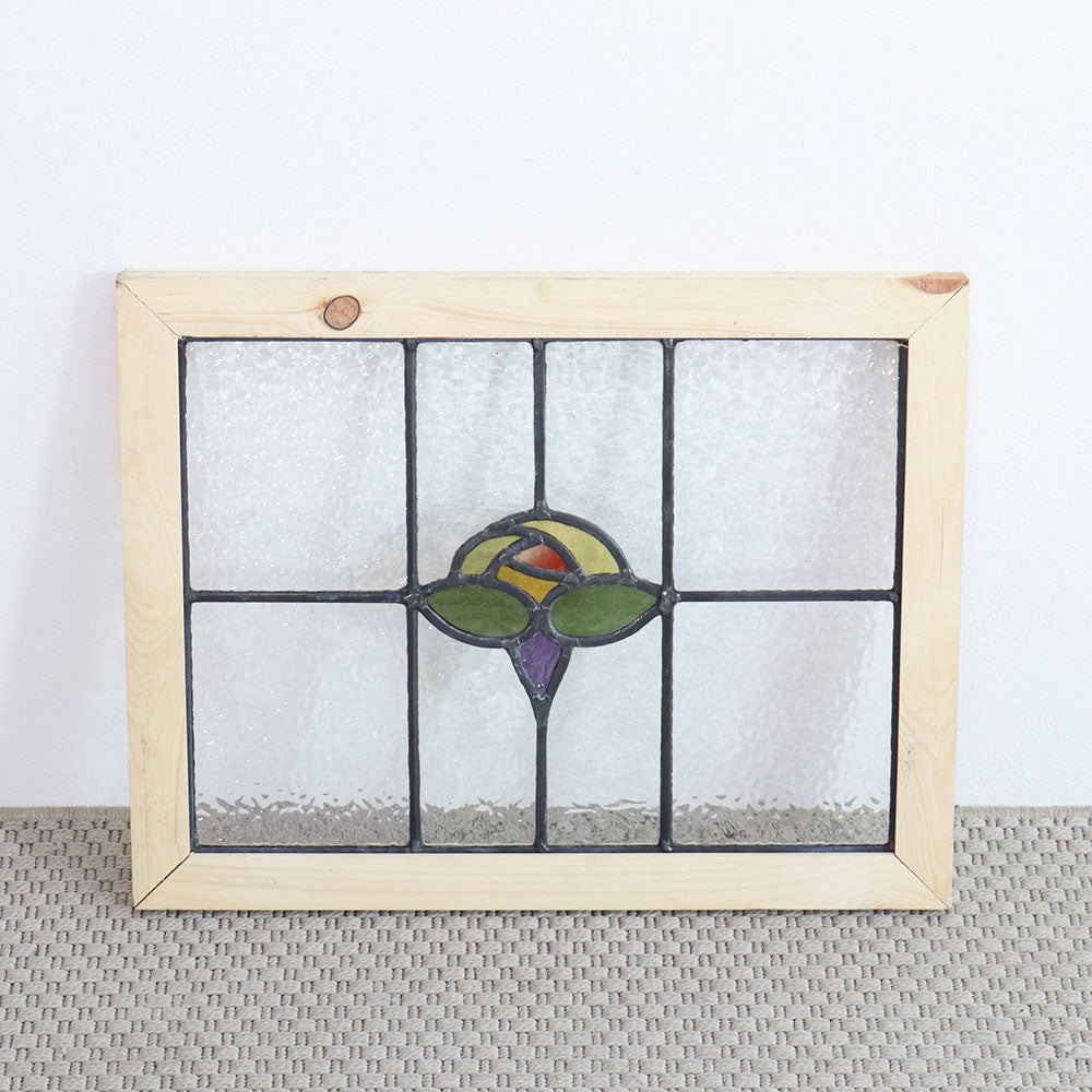 イエローのバラがモチーフ♪ アンティーク・ステンドグラス VC109-004003