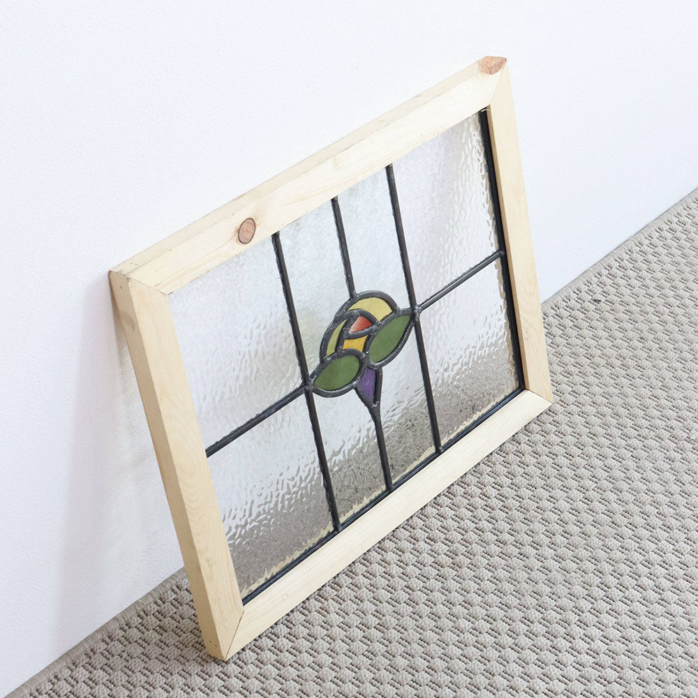 イエローのバラがモチーフ♪ アンティーク・ステンドグラス VC109-004003