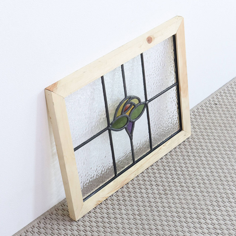 イエローのバラがモチーフ♪ アンティーク・ステンドグラス VC109-004003