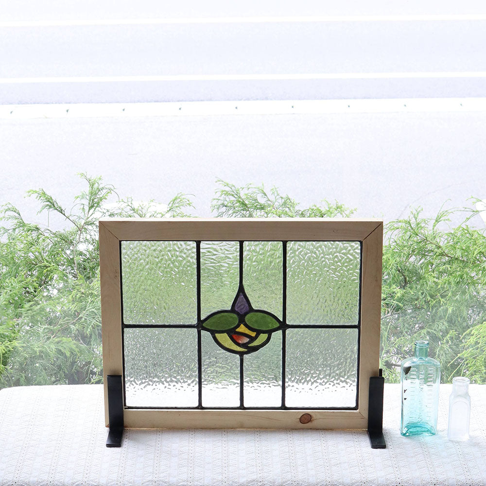 イエローのバラがモチーフ♪ アンティーク・ステンドグラス VC109-004003