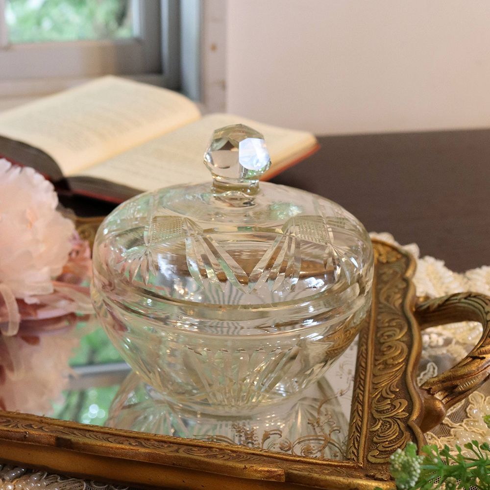 カッティングが素敵です♪ ガラス パウダ―ボウル VC109-172024