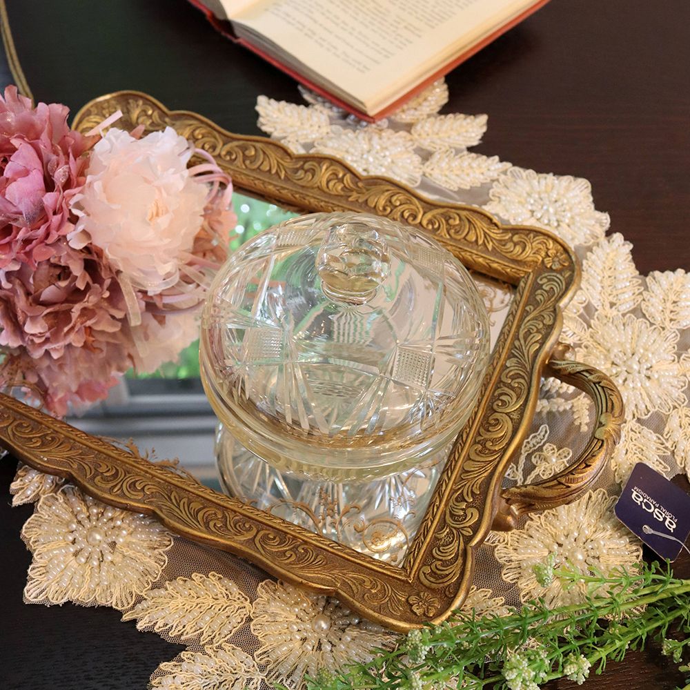 カッティングが素敵です♪ ガラス パウダ―ボウル VC109-172024