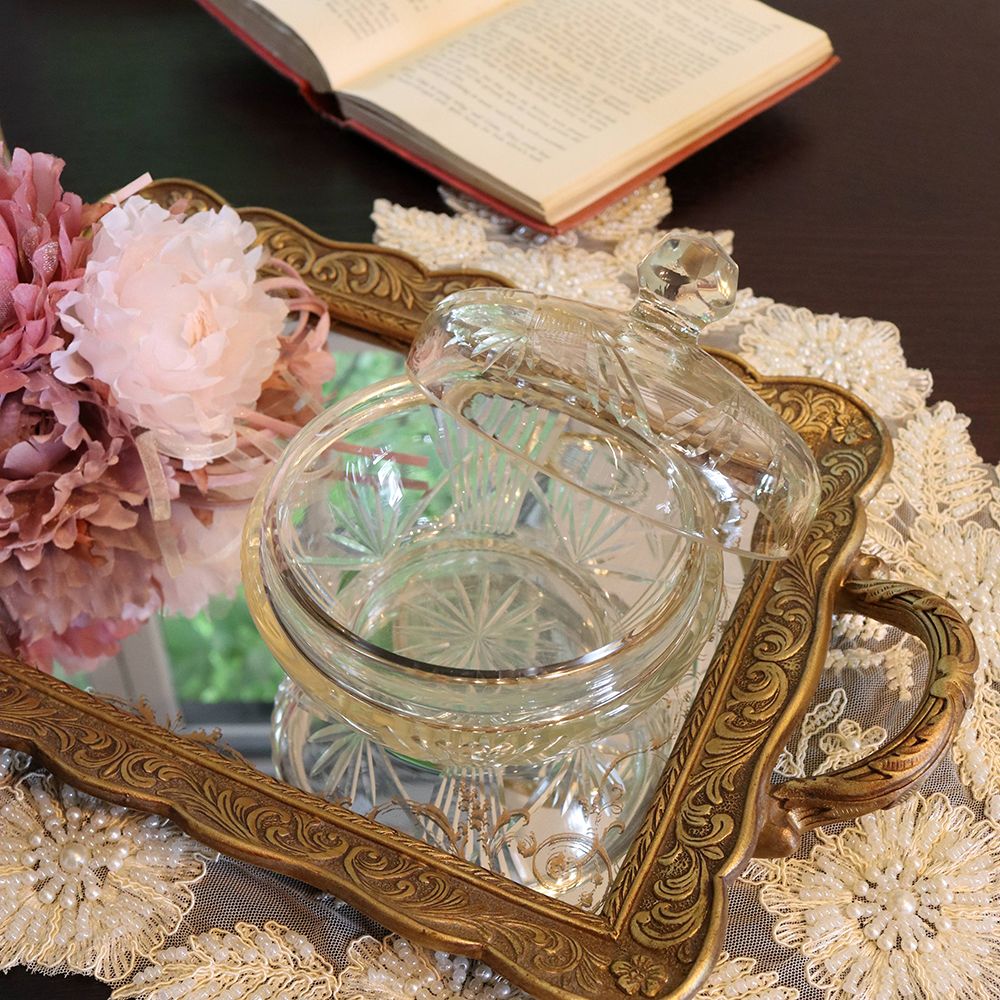 カッティングが素敵です♪ ガラス パウダ―ボウル VC109-172024