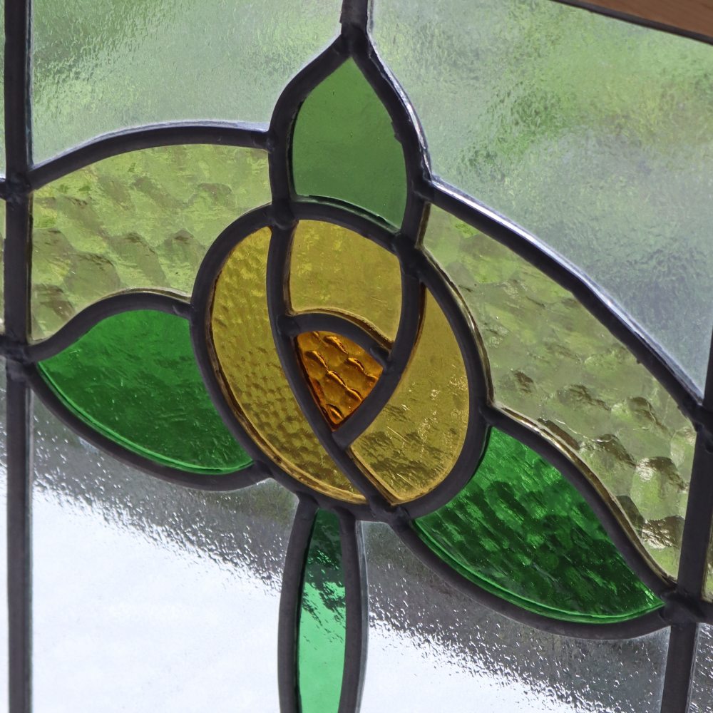 オレンジ色のバラが素敵♪ アンティーク・ステンドグラス VC109-265004