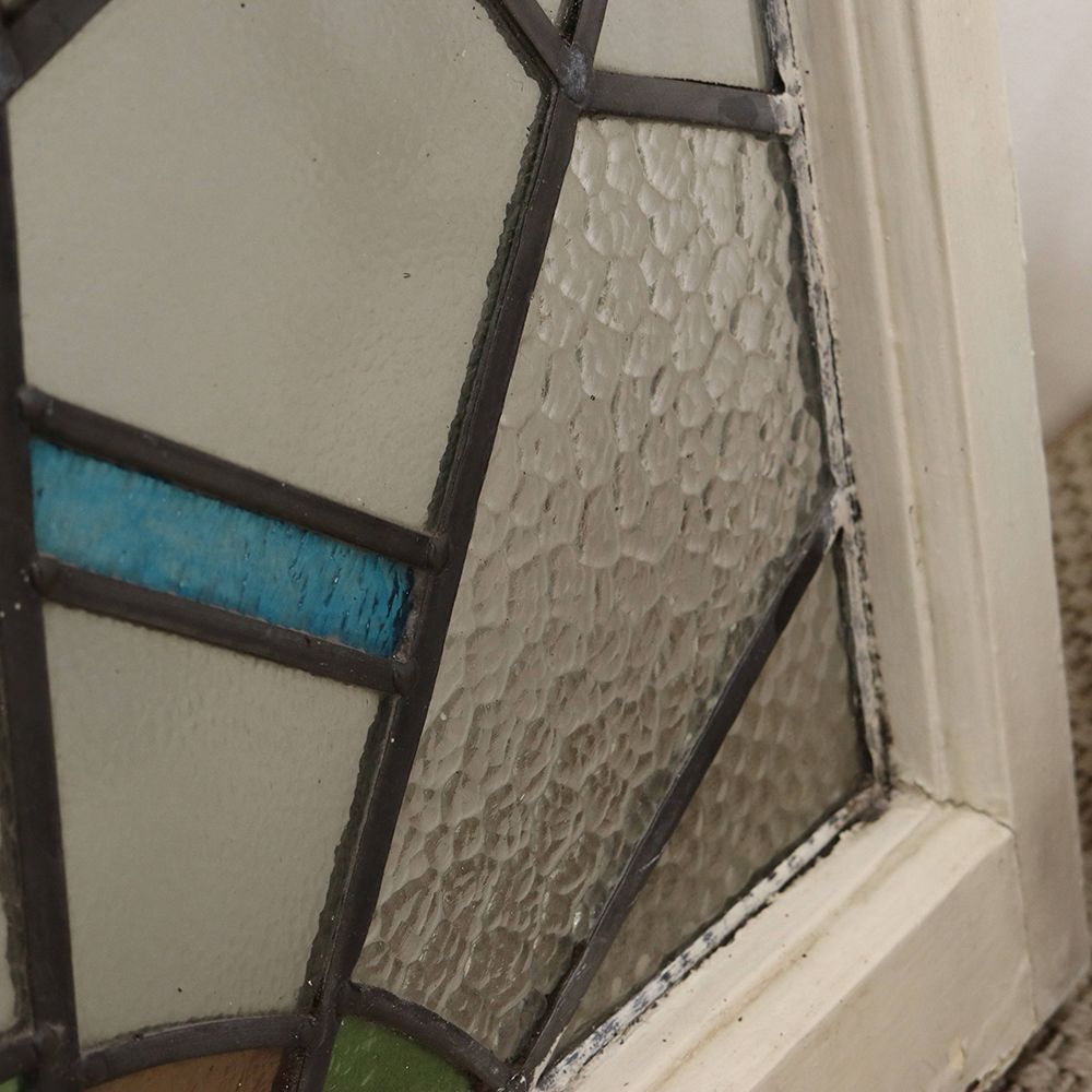 アールデコスタイルの幾何学模様♪ アンティーク・ステンドグラス(アンティーク枠) VC112-005002