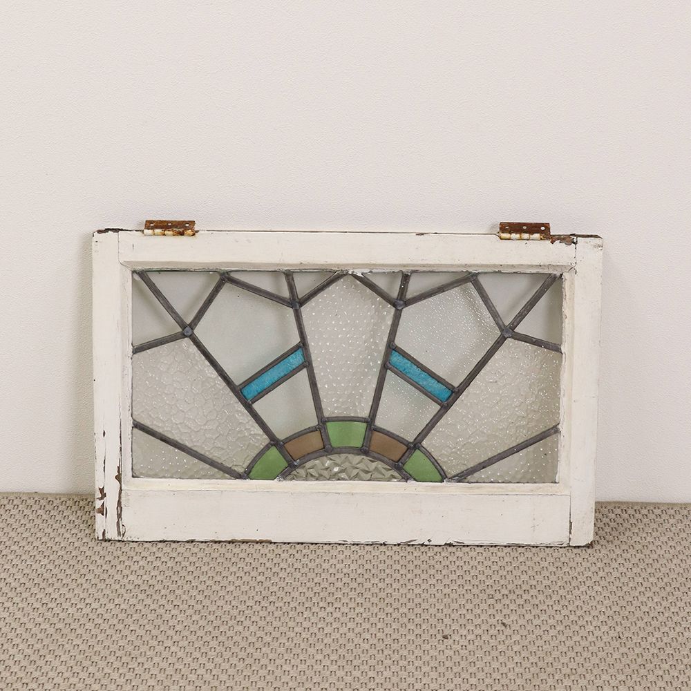 アールデコスタイルの幾何学模様♪ アンティーク・ステンドグラス(アンティーク枠) VC112-005002