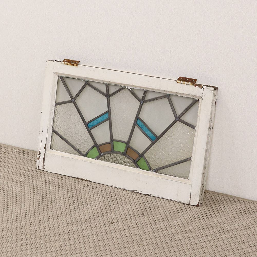 アールデコスタイルの幾何学模様♪ アンティーク・ステンドグラス(アンティーク枠) VC112-005002