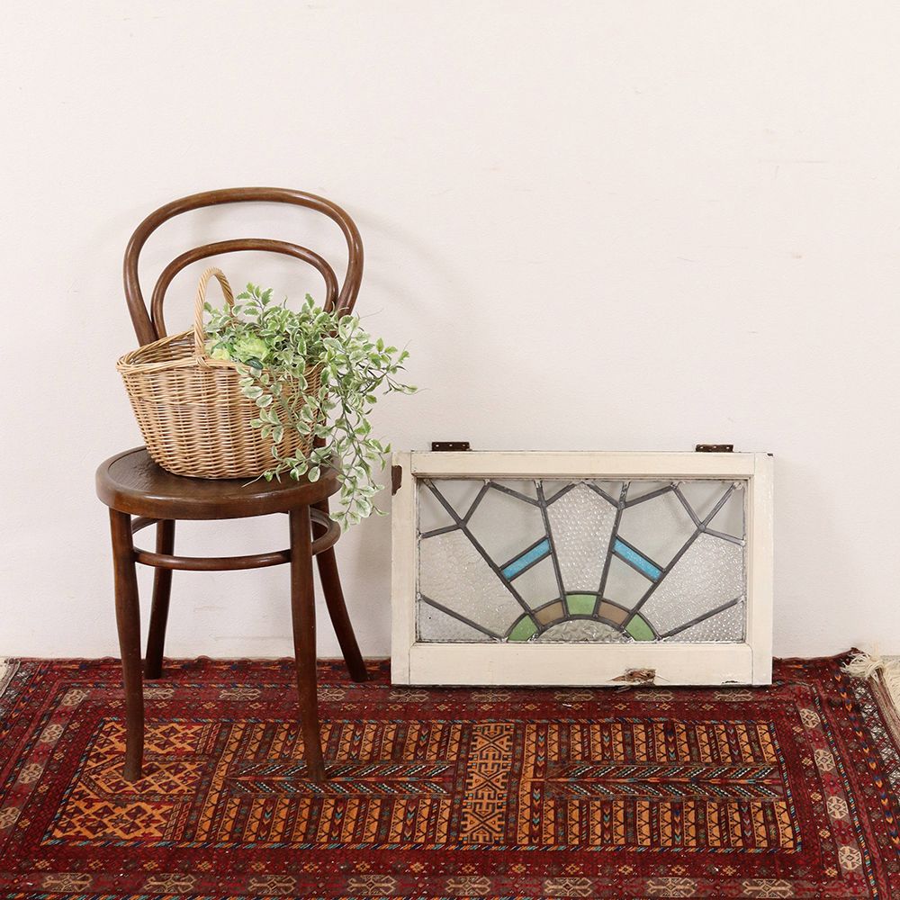 アールデコスタイルの幾何学模様♪ アンティーク・ステンドグラス(アンティーク枠) VC112-005002