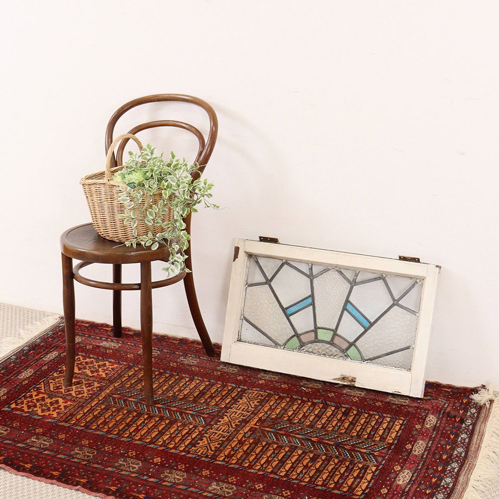 アールデコスタイルの幾何学模様♪ アンティーク・ステンドグラス(アンティーク枠) VC112-005002