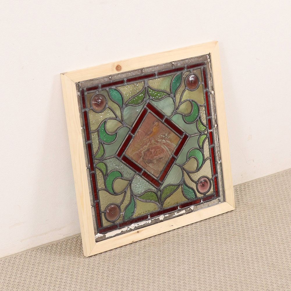 ガラスの色使いも素敵♪ アンティーク・ステンドグラス(絵付け) VC112-088003