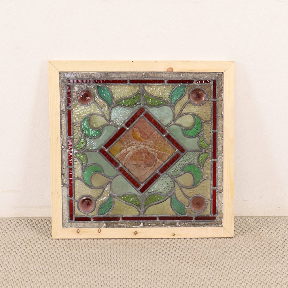 ガラスの色使いも素敵♪ アンティーク・ステンドグラス(絵付け) VC112-088003