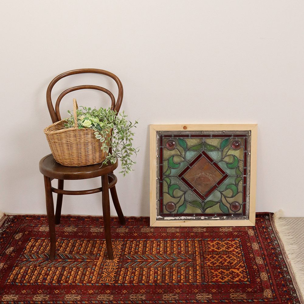 ガラスの色使いも素敵♪ アンティーク・ステンドグラス(絵付け) VC112-088003