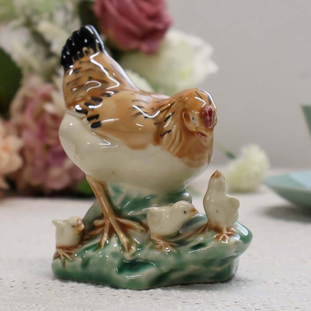 かわいい親子のひととき♪ ビンテージ置物(CHIKEN FAMILY) VC113-066039
