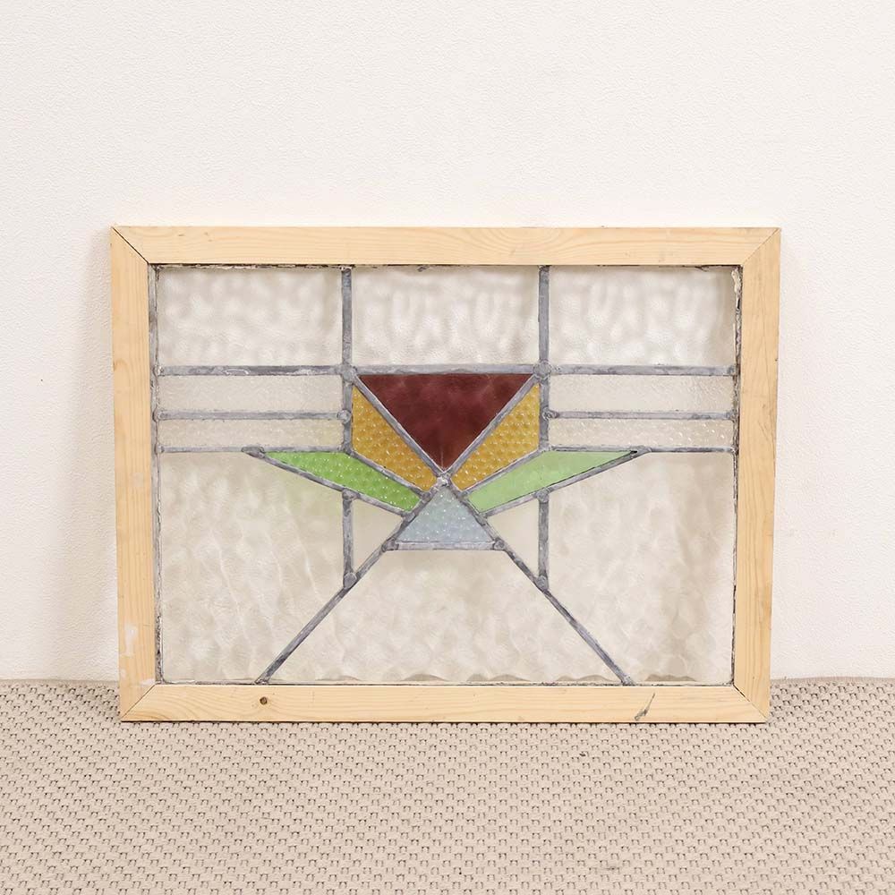 アールデコ調の彩りが映えるアンティークステンドグラス VC114-259003