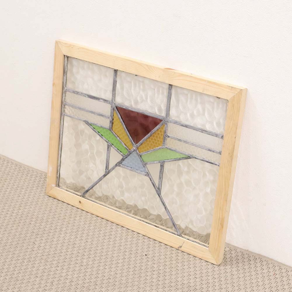 アールデコ調の彩りが映えるアンティークステンドグラス VC114-259003