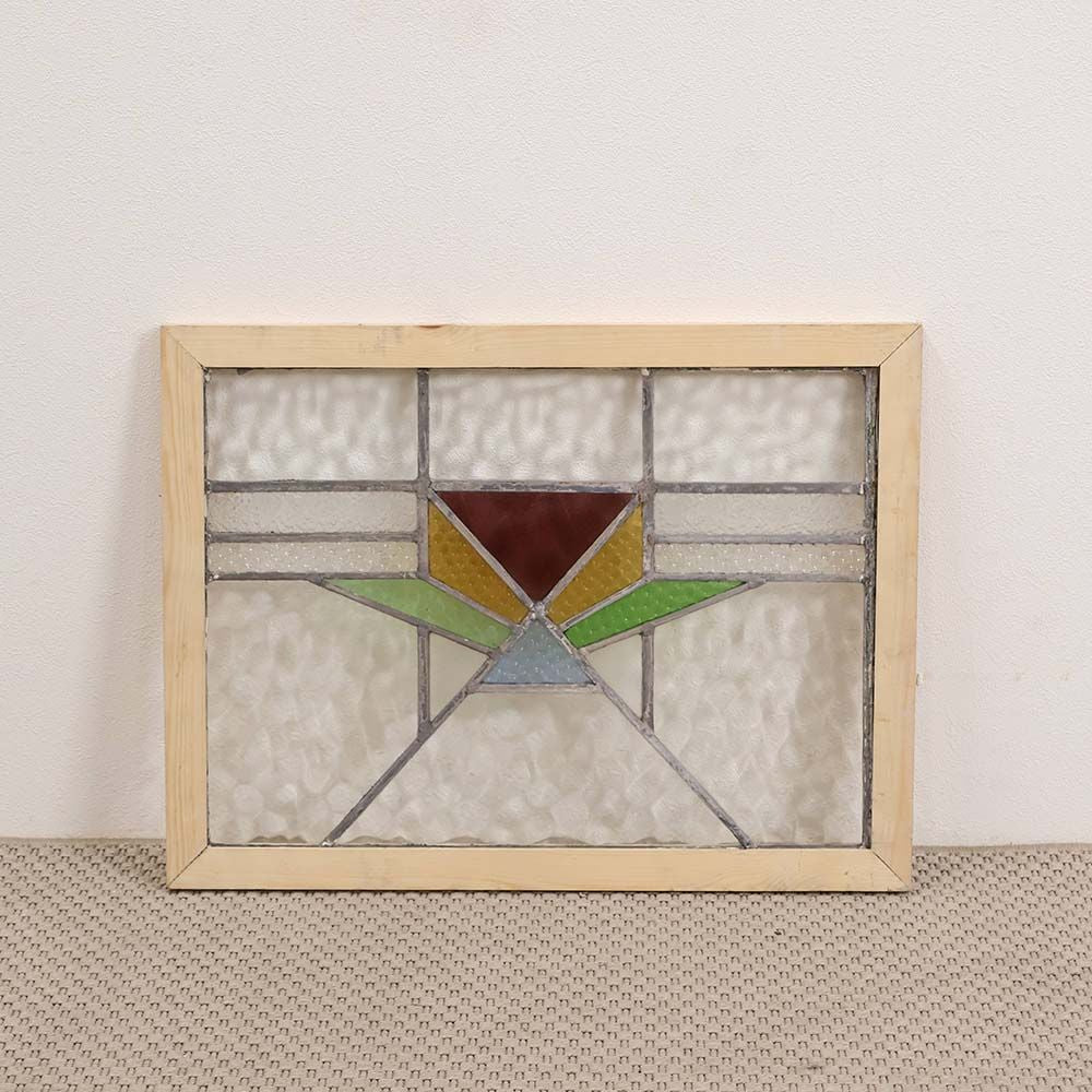 アールデコ調の彩りが映えるアンティークステンドグラス VC114-259003